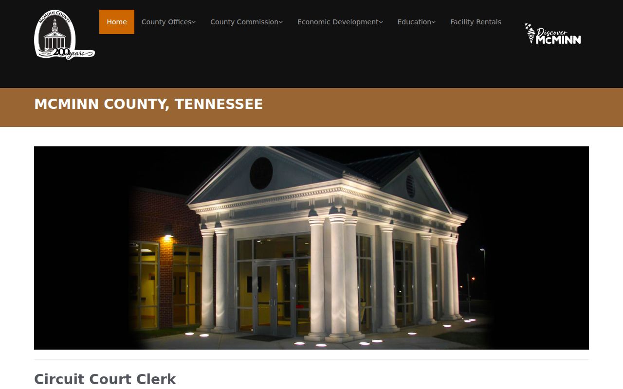 McMinn County warrant search routed through the Circuit Court Clerk