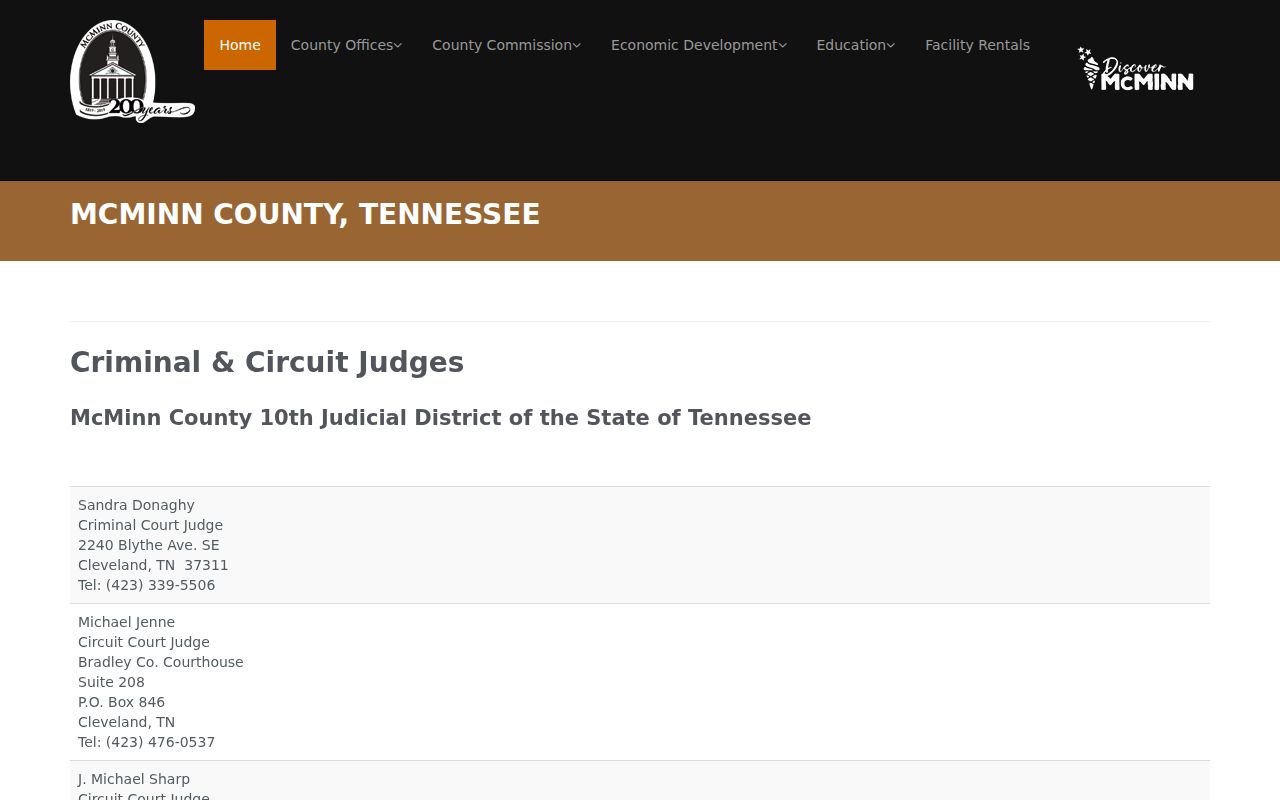 McMinn County active warrant records and criminal court contact map