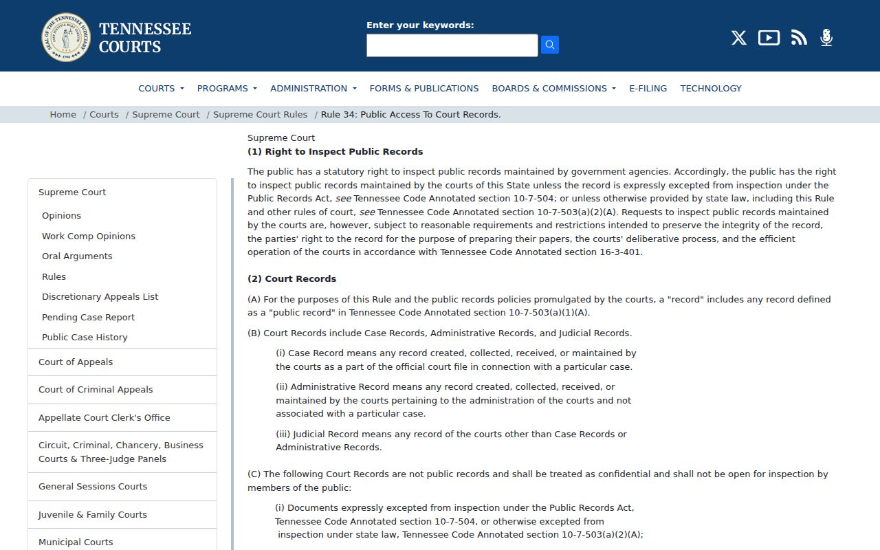 McMinn County arrest warrant records and Tennessee court access rule