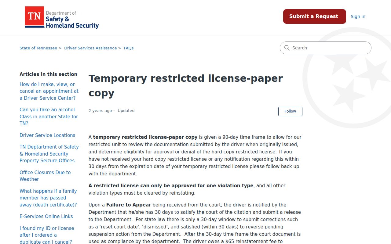 McMinn County traffic warrant records and Tennessee license reinstatement information