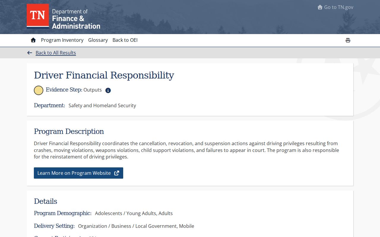 McMinn County traffic warrant records and Tennessee driver financial responsibility program