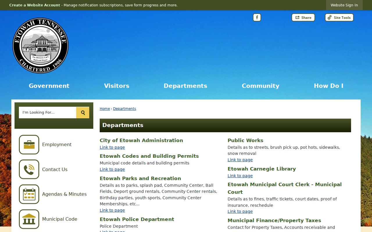 McMinn County municipal court warrant records and Etowah city department directory
