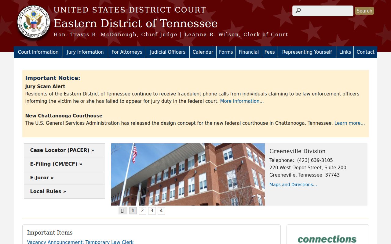 McMinn County federal warrant records and the Eastern District of Tennessee court site